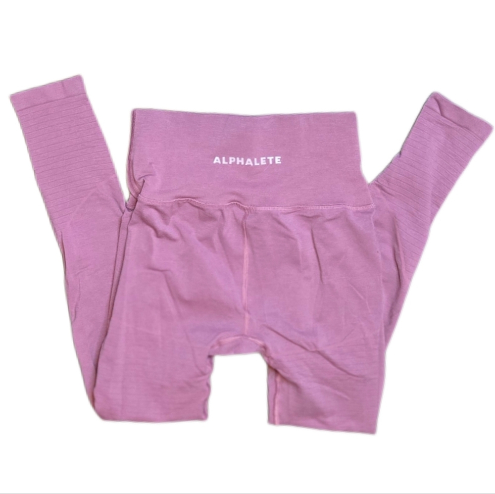 Alphalete High‎ Rise Pilates Leggings Pink Small Clean Girl Gym Yoga Athleisure